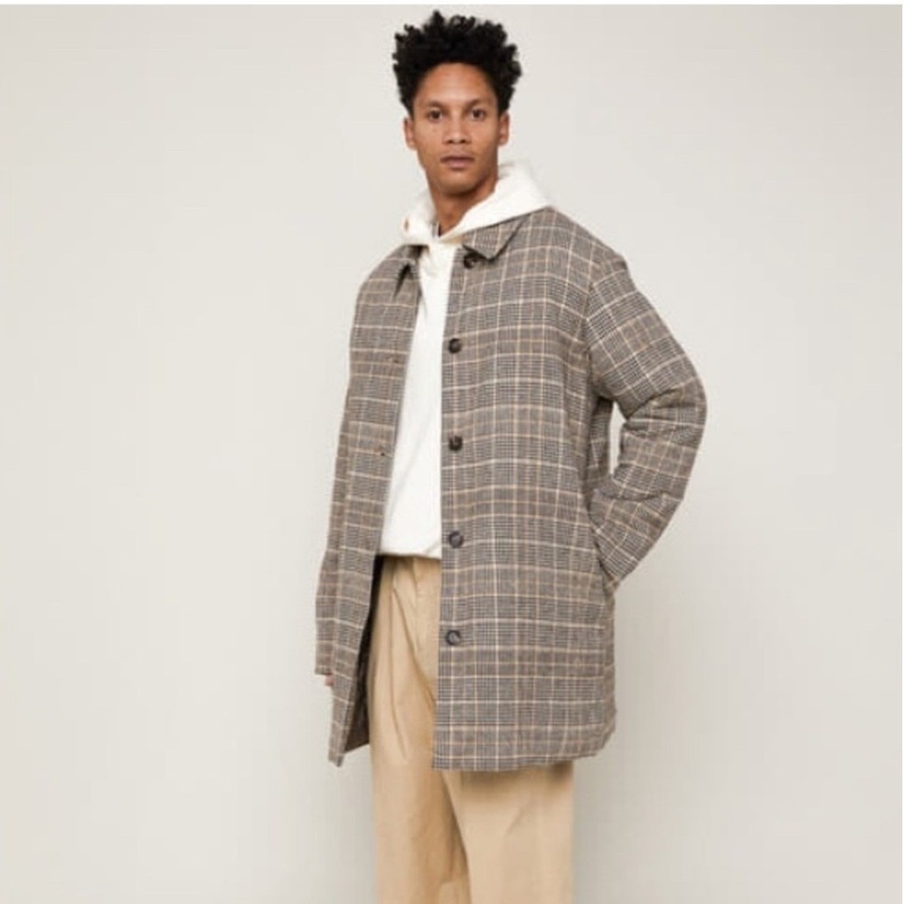 OAK + FORT Plaid Button Front Quilted Lined Jacket Coat XXS‎ Unisex Oversized